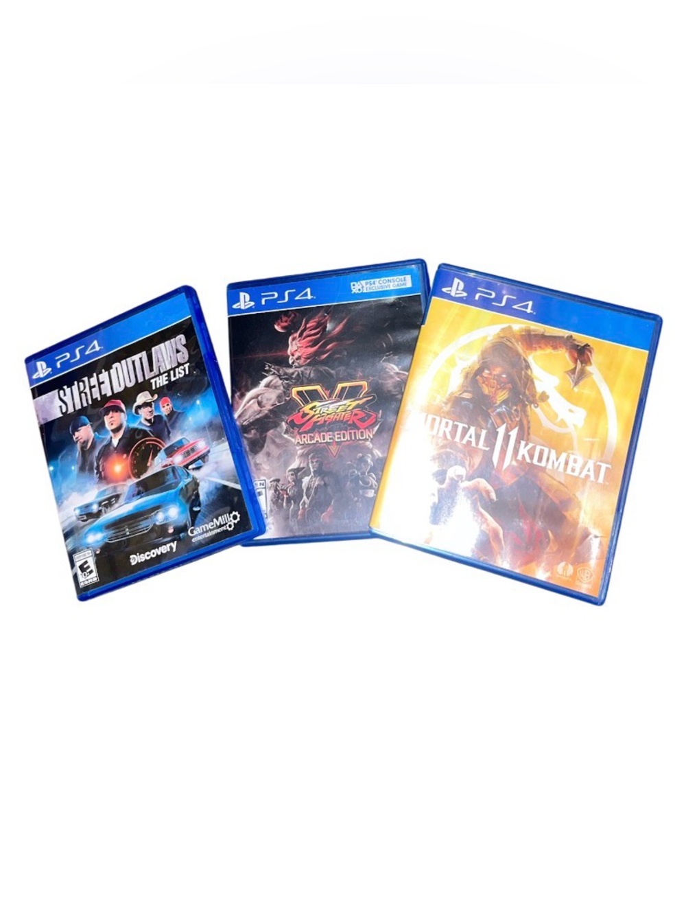 PS4 3 disc game bundle mortal kombat street outlaws and street fighter